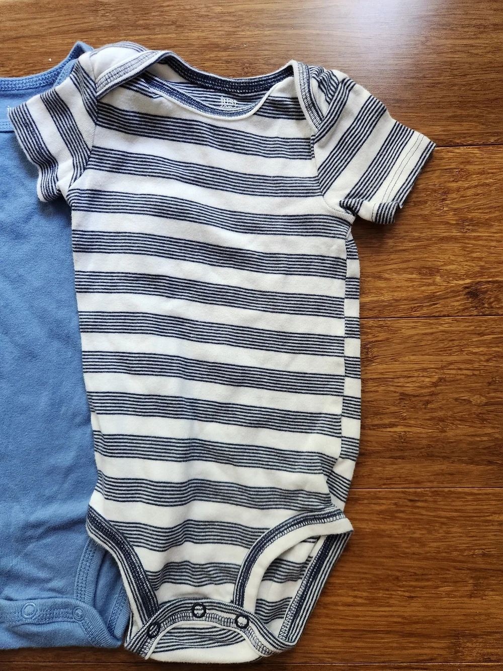 Set Of 4 Blue Short Sleeve Bodysuits From Carters And Garanimals, 6-9 Months